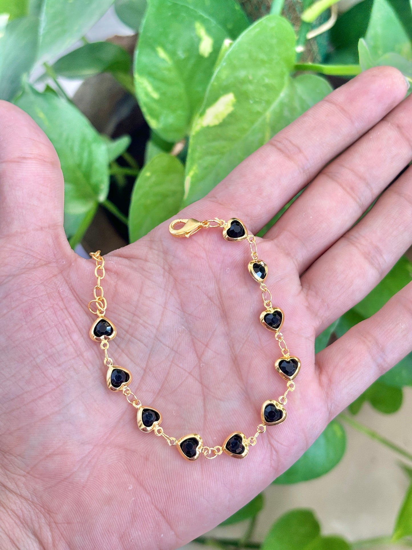 Heart Black chain Bracelate