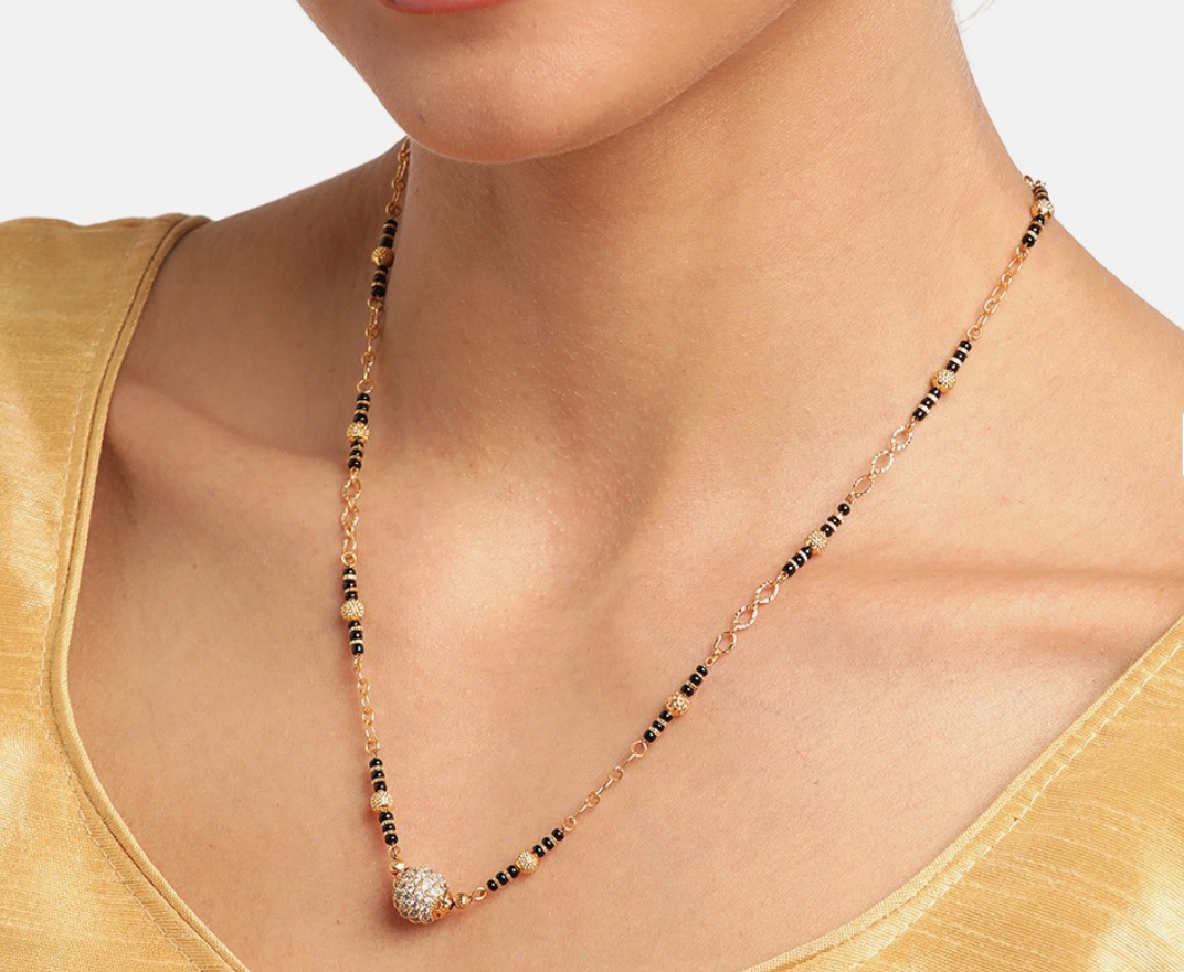 White Ball Premium Prime Short Mangalsutra | American Diamond | Fine Design Jewelry & Accessories |