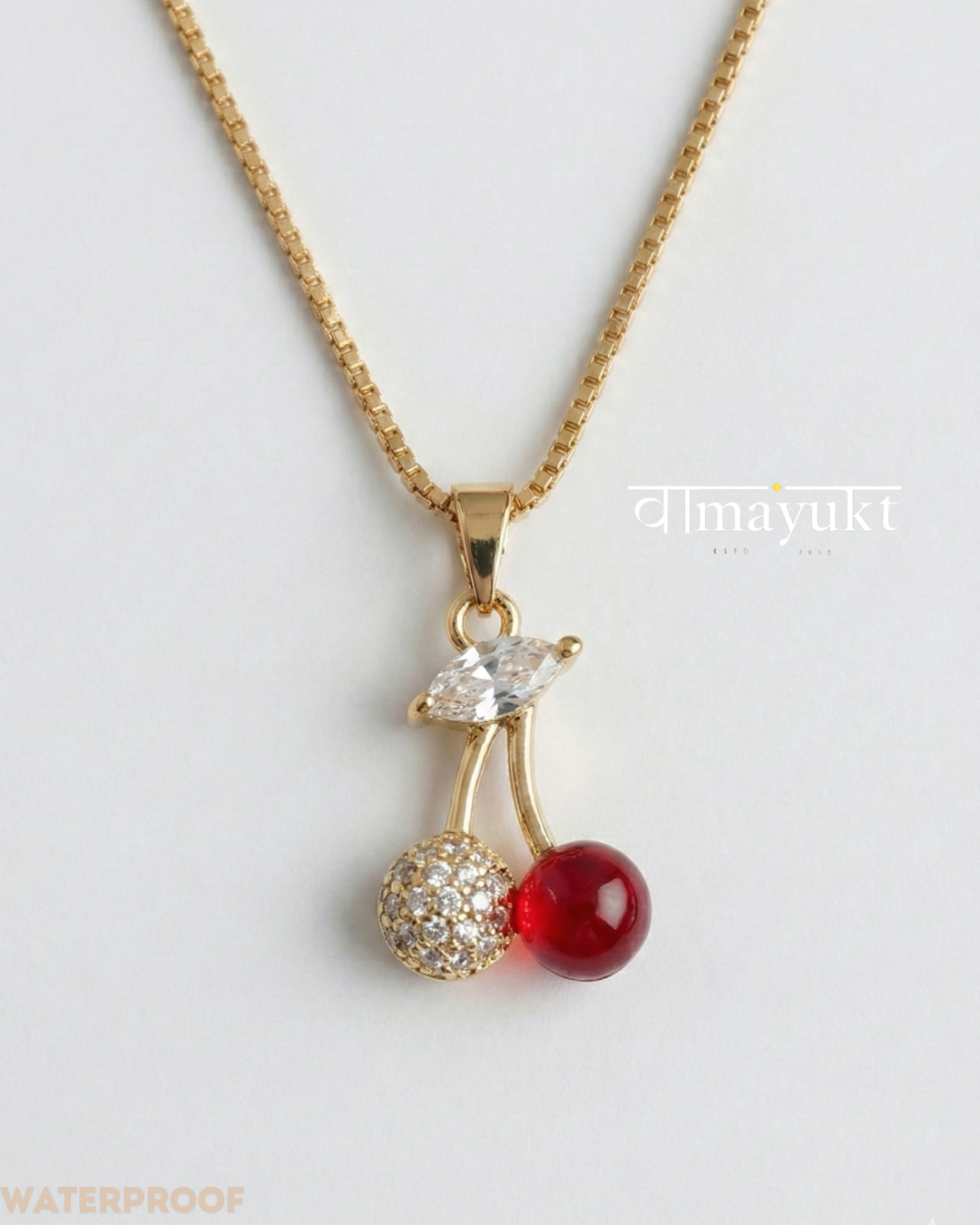 Luminous red cherry necklace