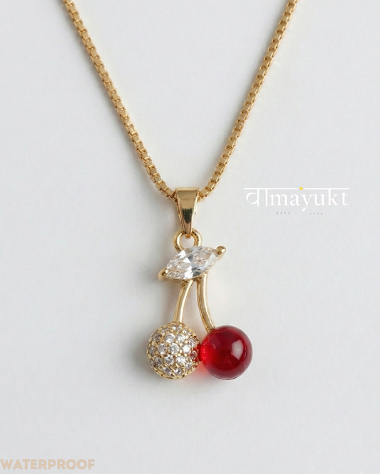Luminous red cherry necklace
