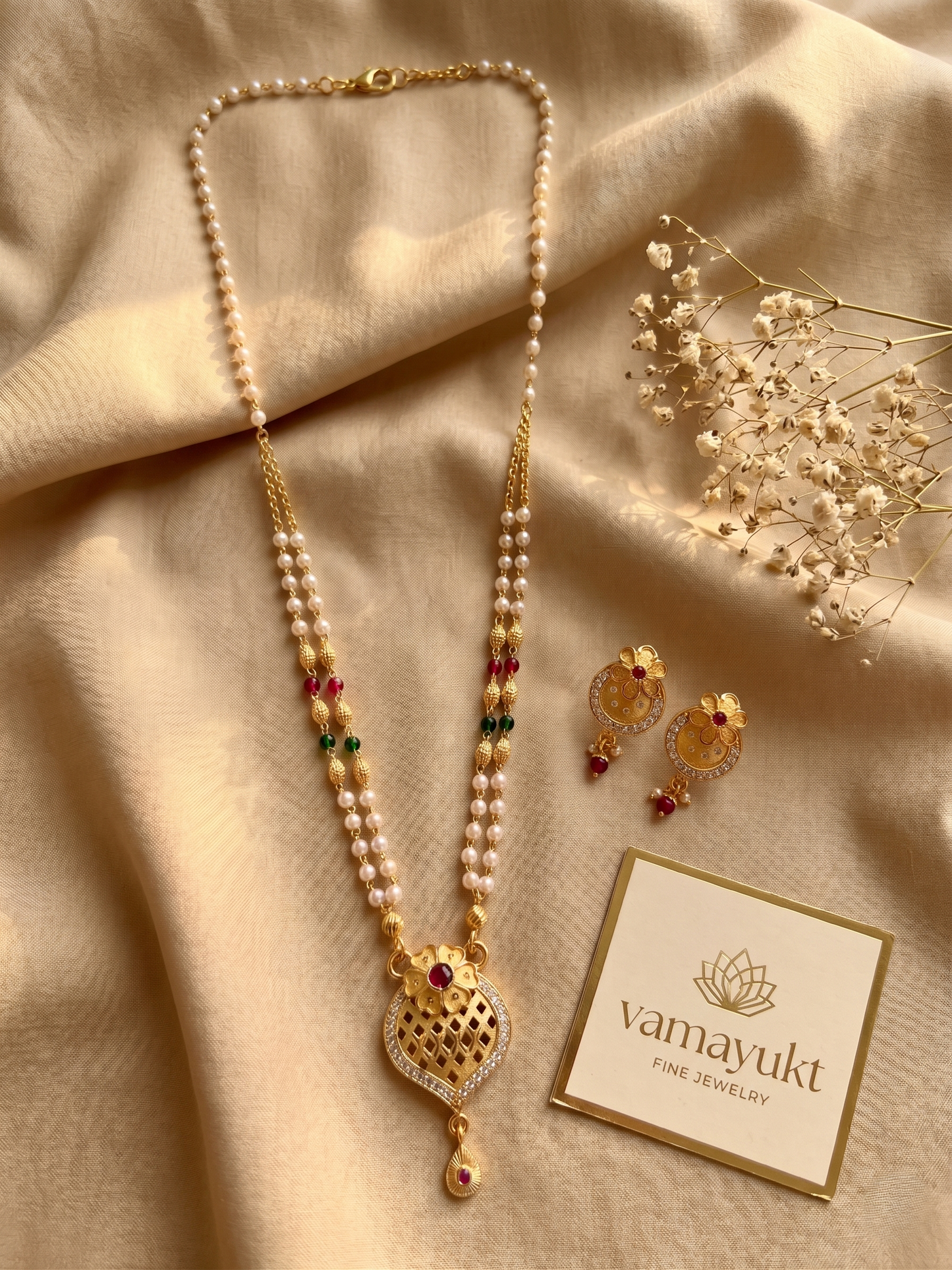 Mangaldeep pearl necklace with earring