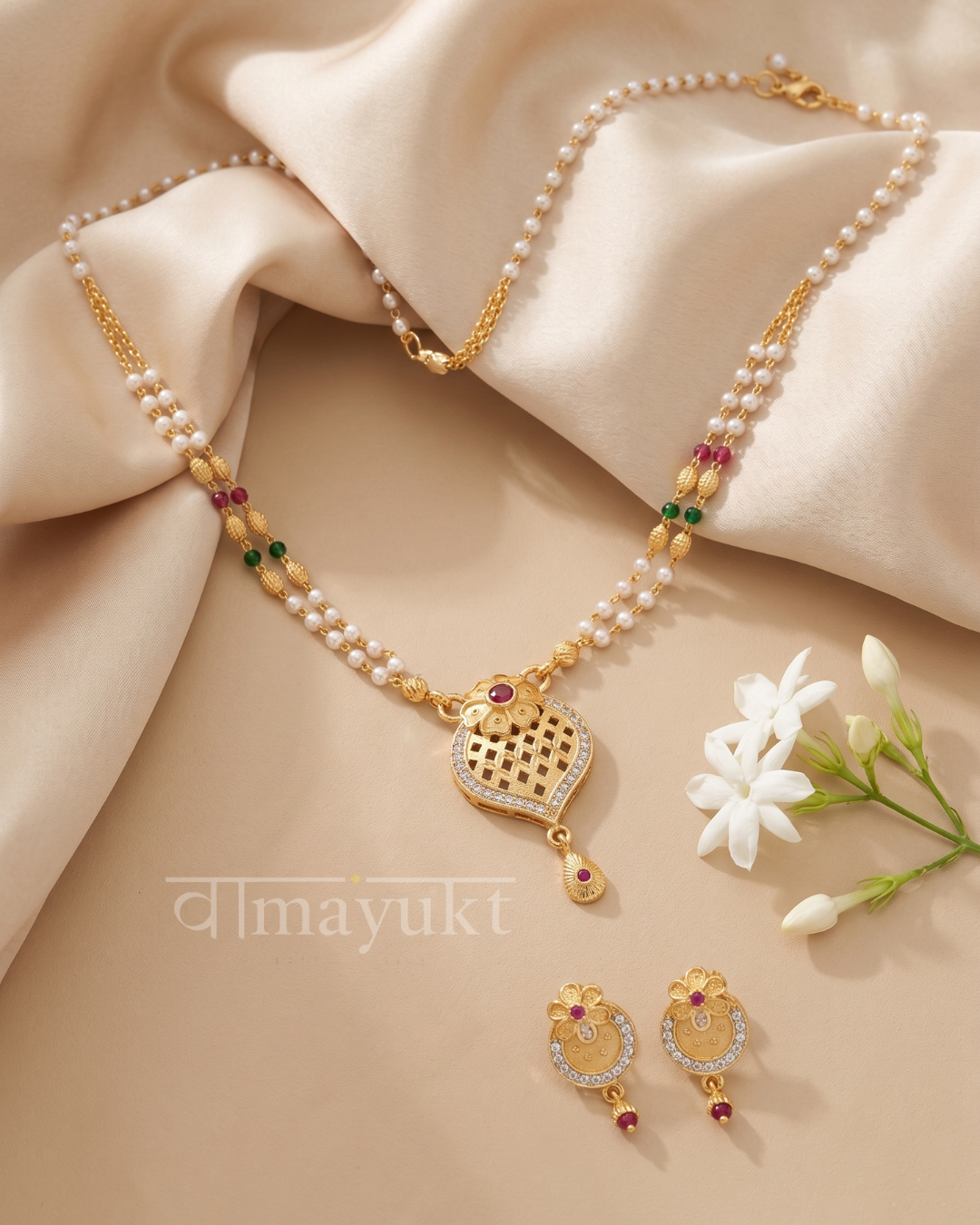 Mangaldeep pearl necklace with earring