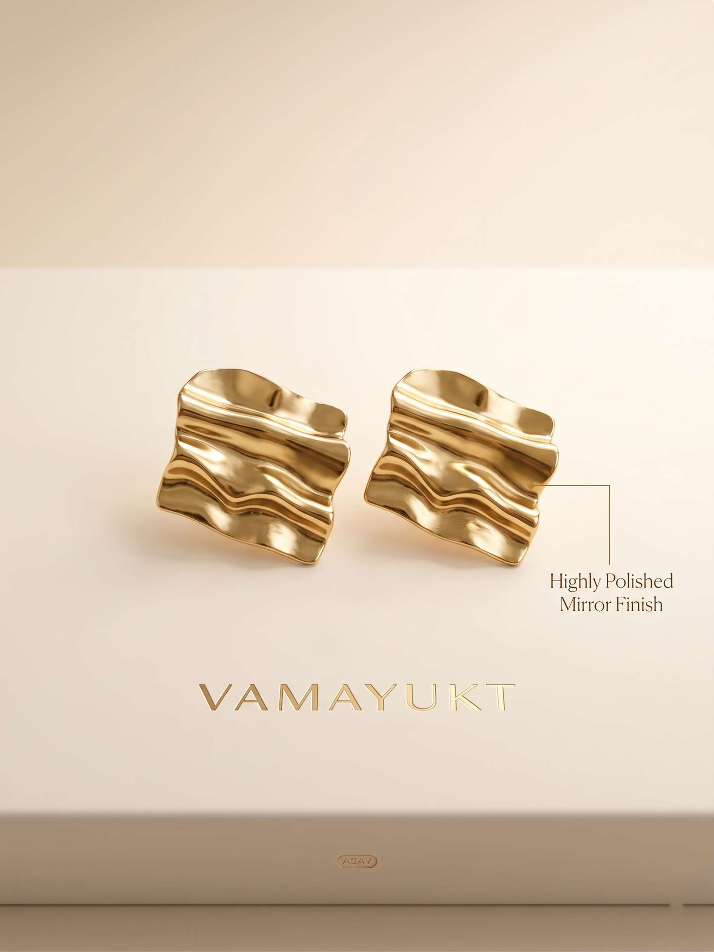 Melted gold square earring