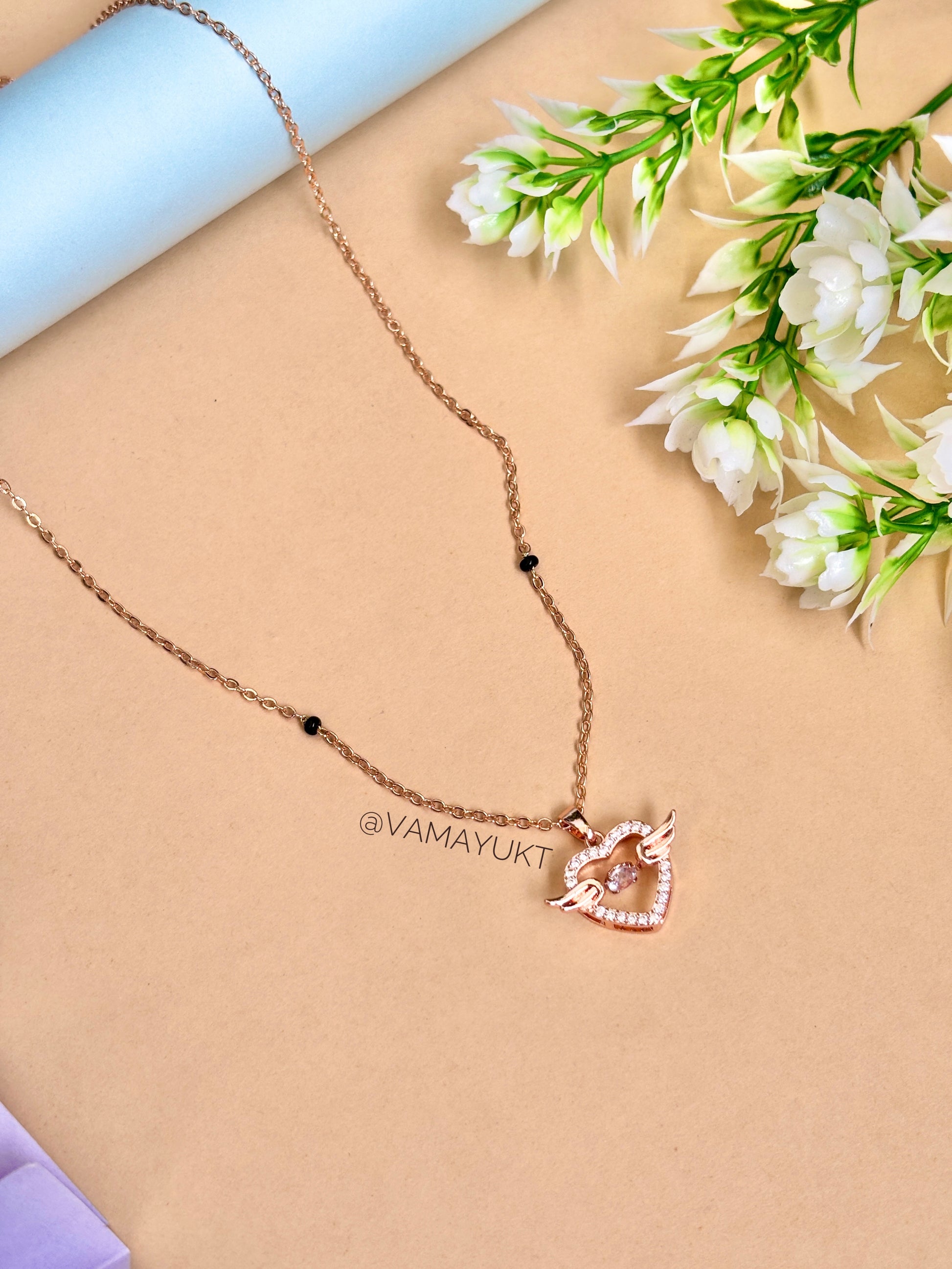 Modern Aster heart mangalsutra