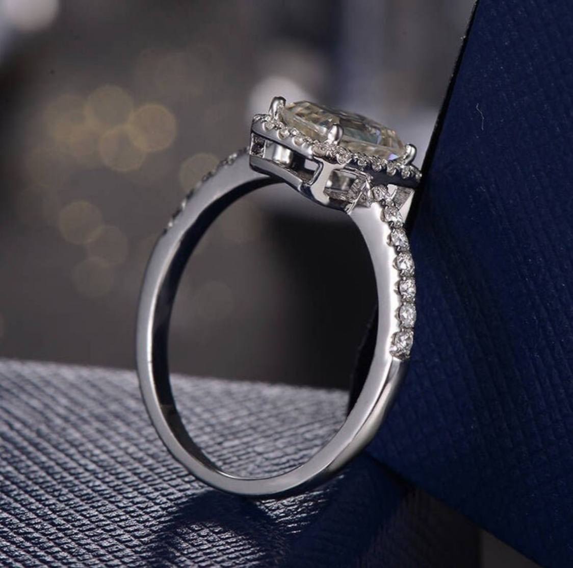 Moisannite Propose Ring Sterling Silver Abjustable