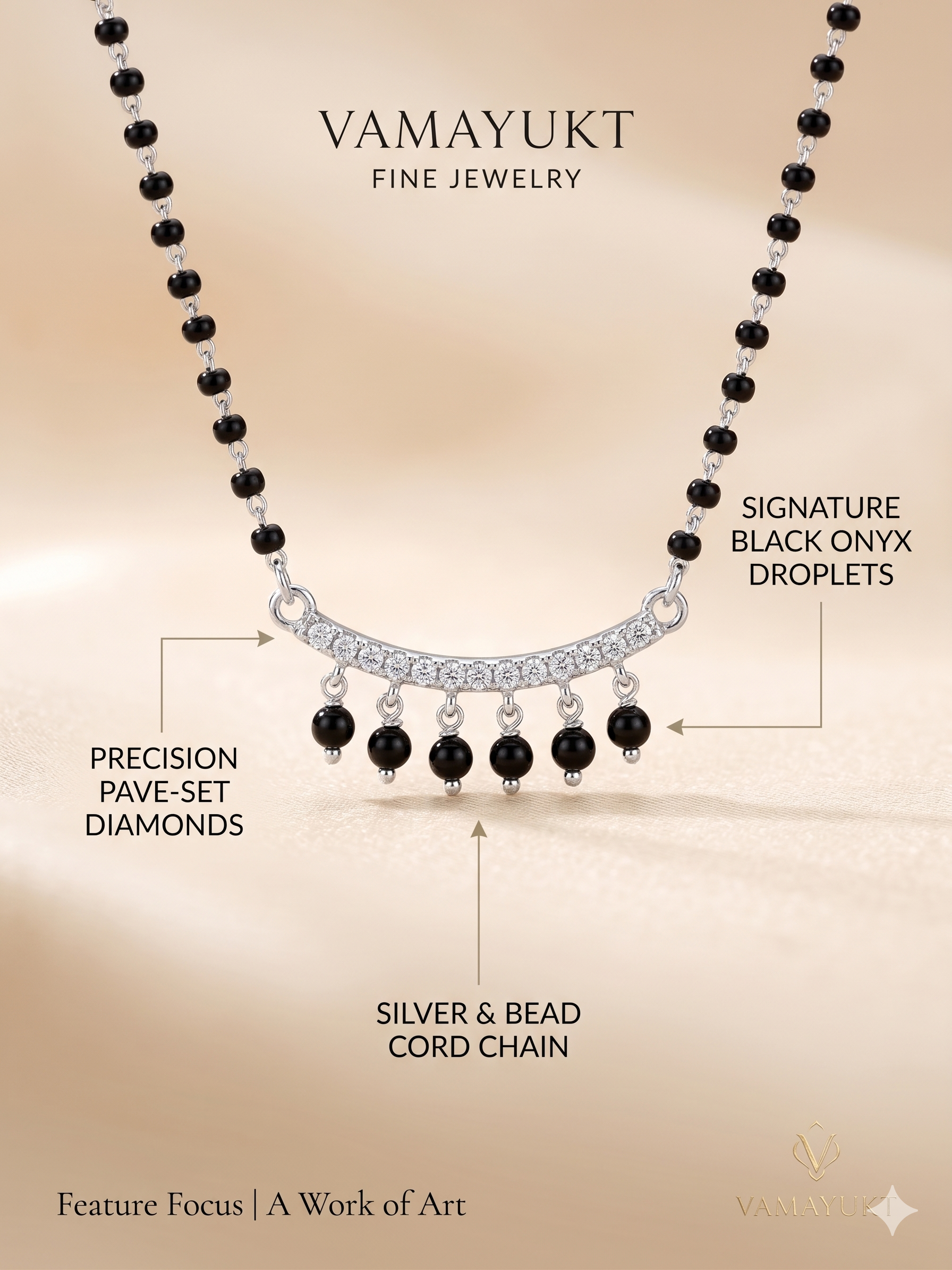 Noir Chandra Silver2 step Mangalsutra ✨