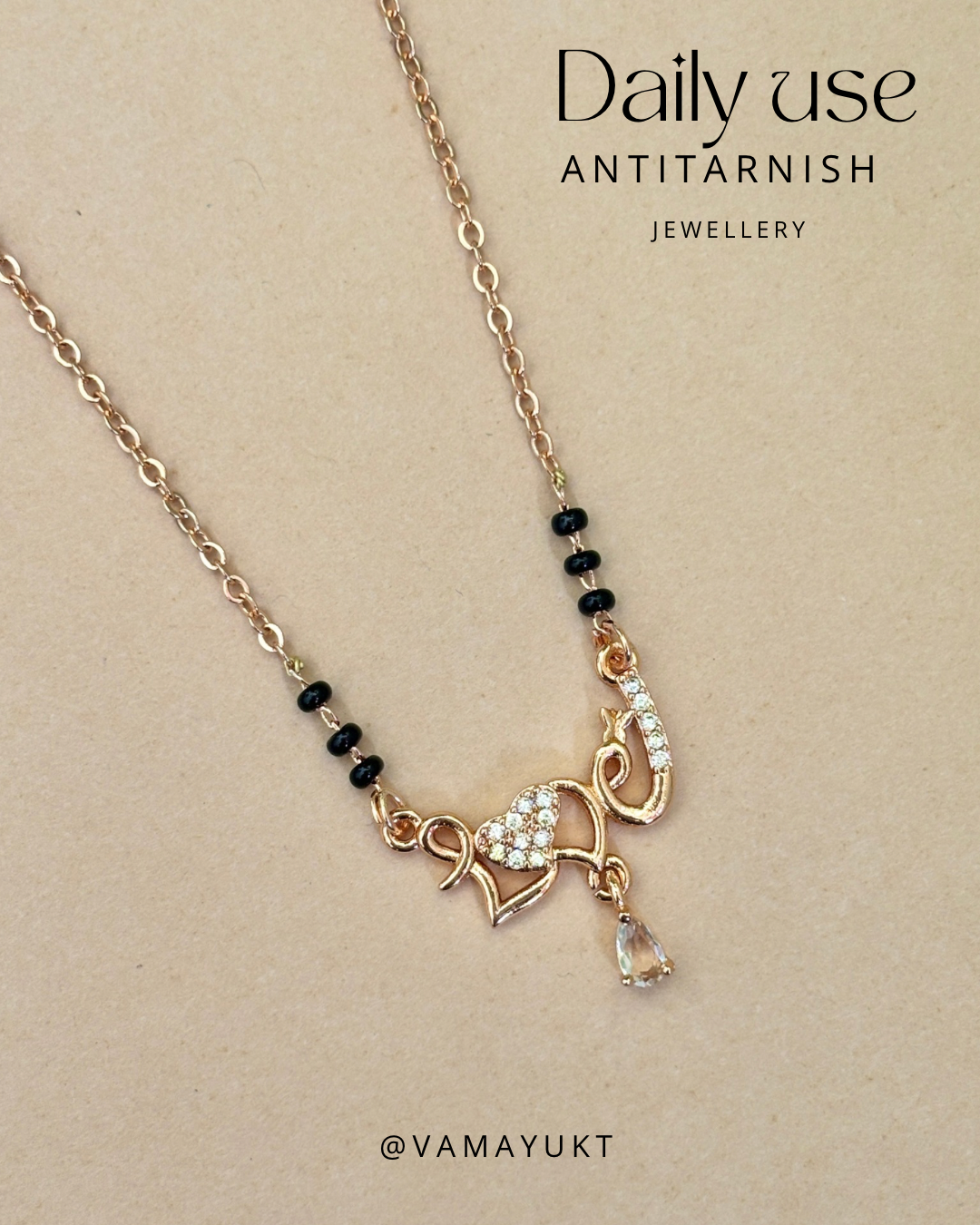 One love white 3 bead modern mangalsutra