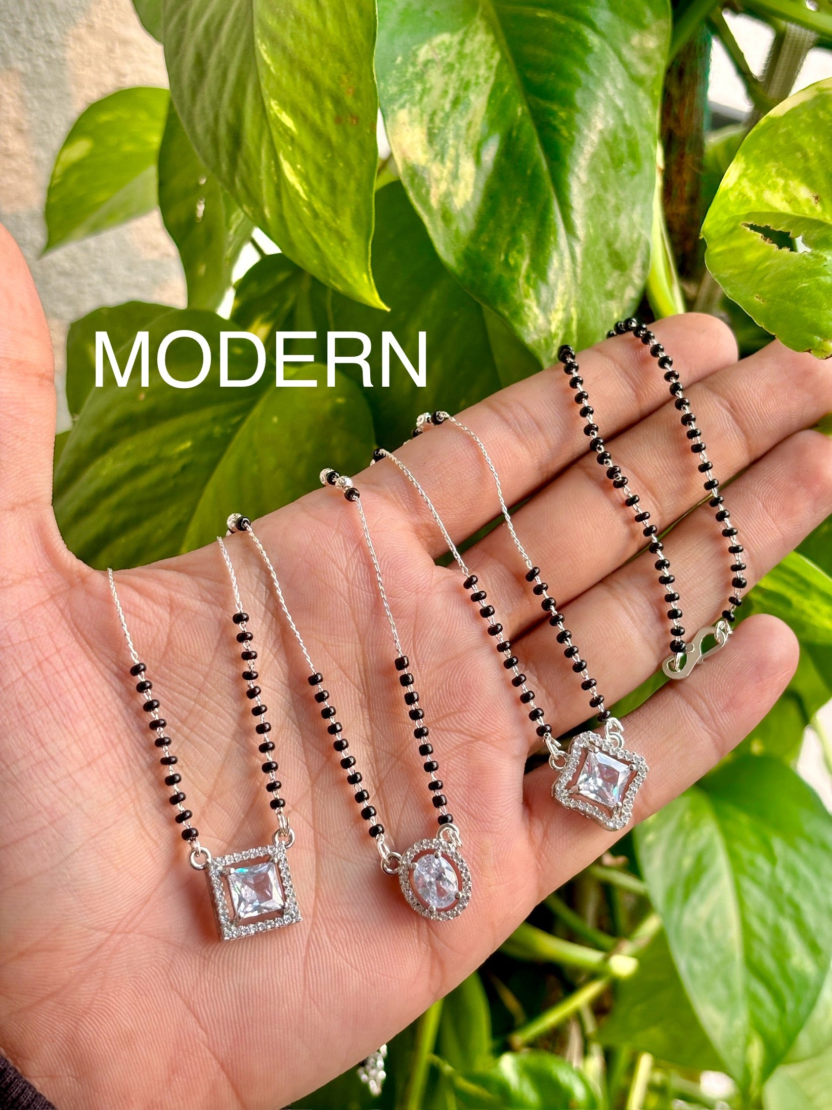 Ovate silver elegant mangalsutra
