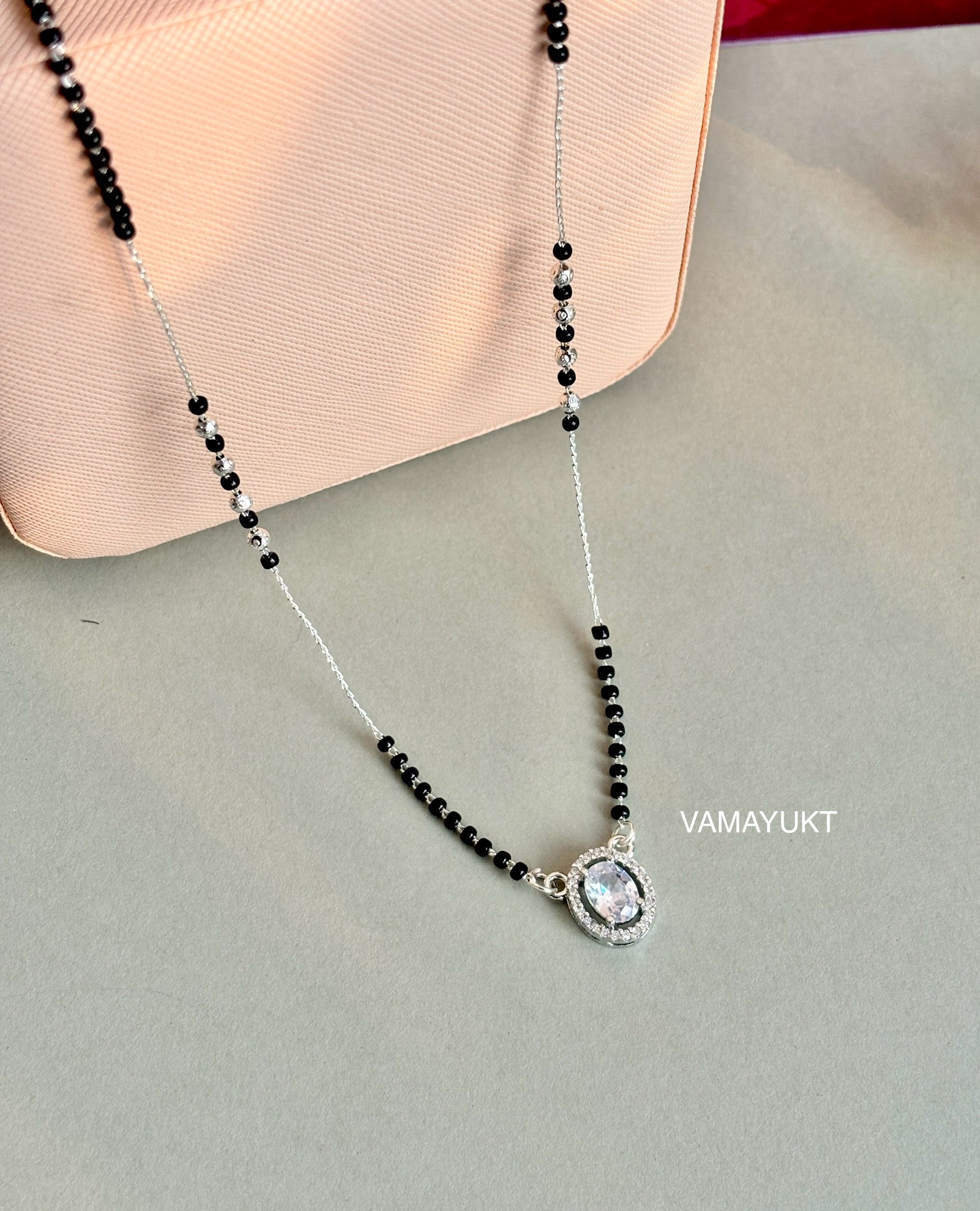 Ovate silver elegant mangalsutra