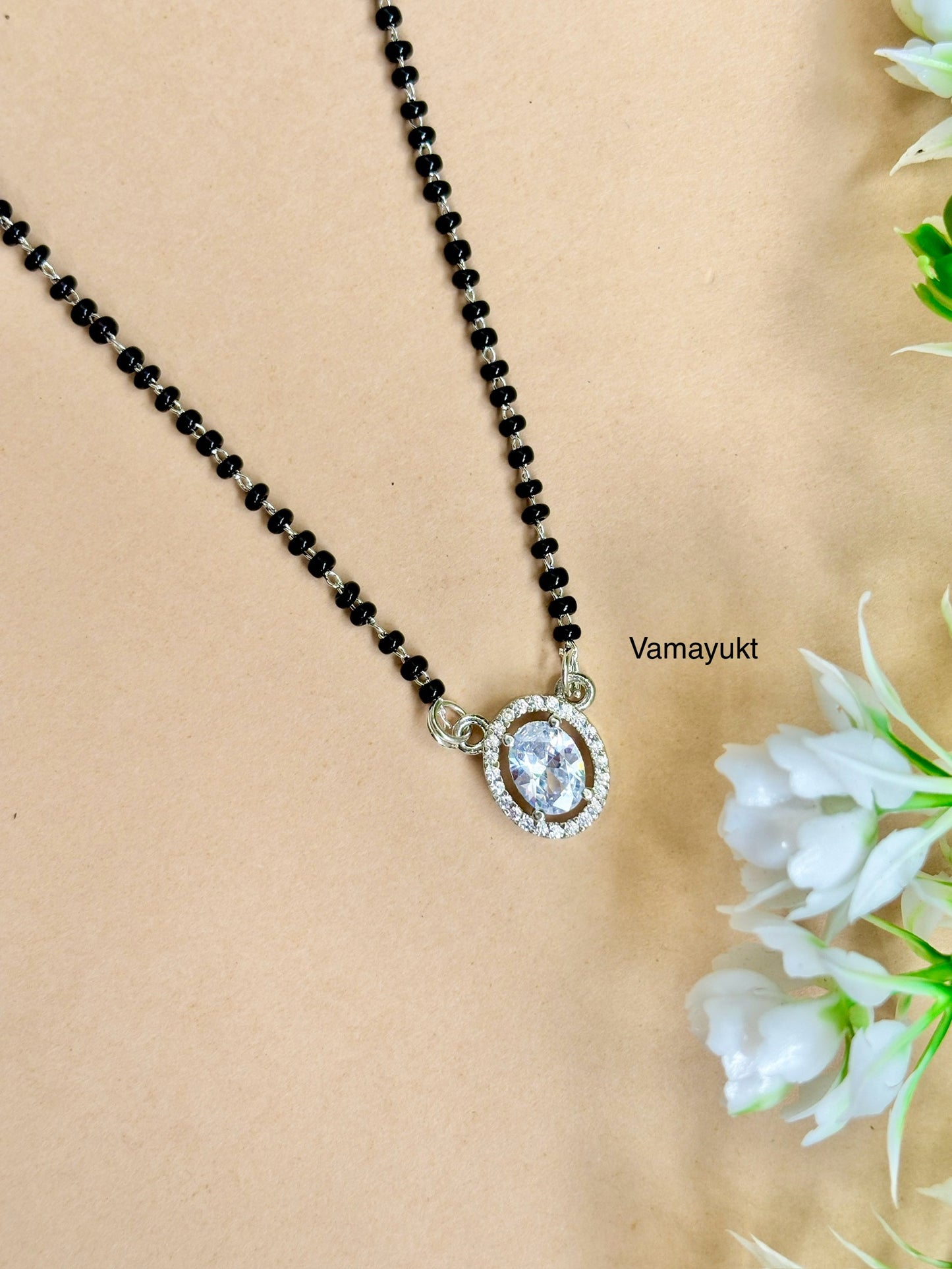 Ovate silver elegant mangalsutra