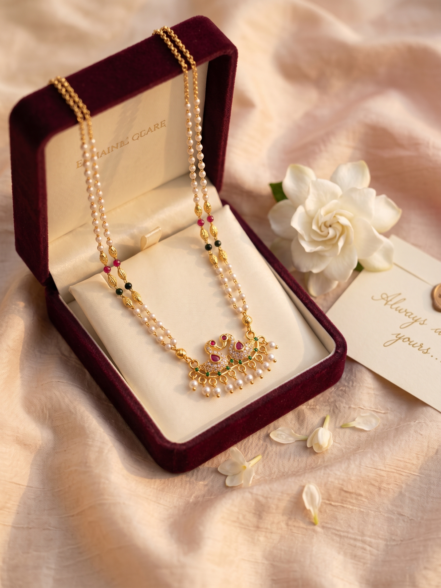 Peacock pearl necklace