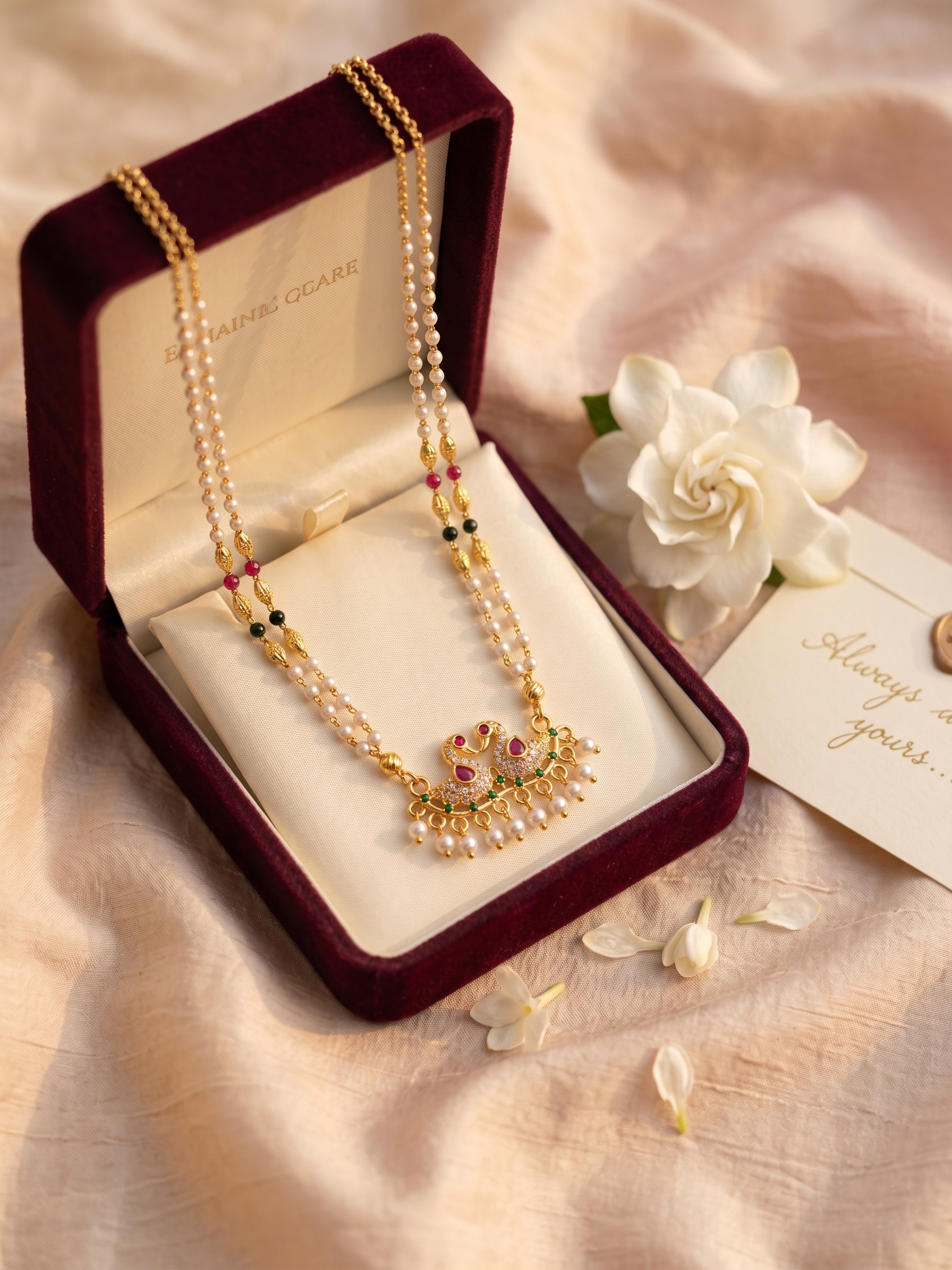 Peacock pearl necklace