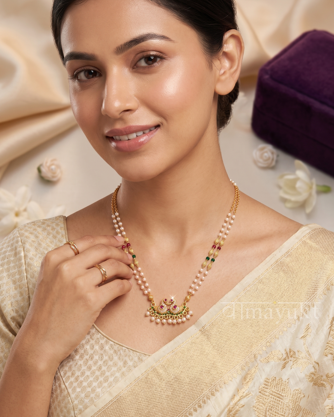 Peacock pearl necklace