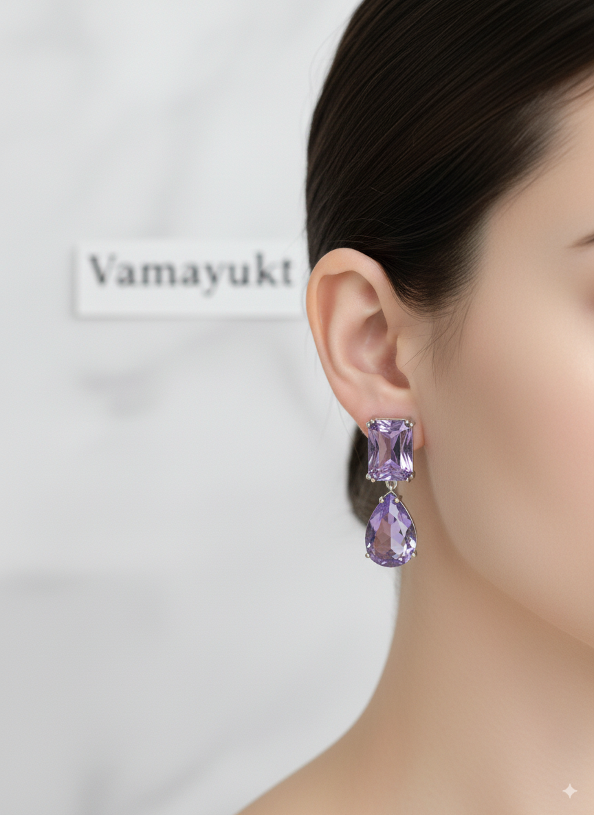 Purple drop zircon earring