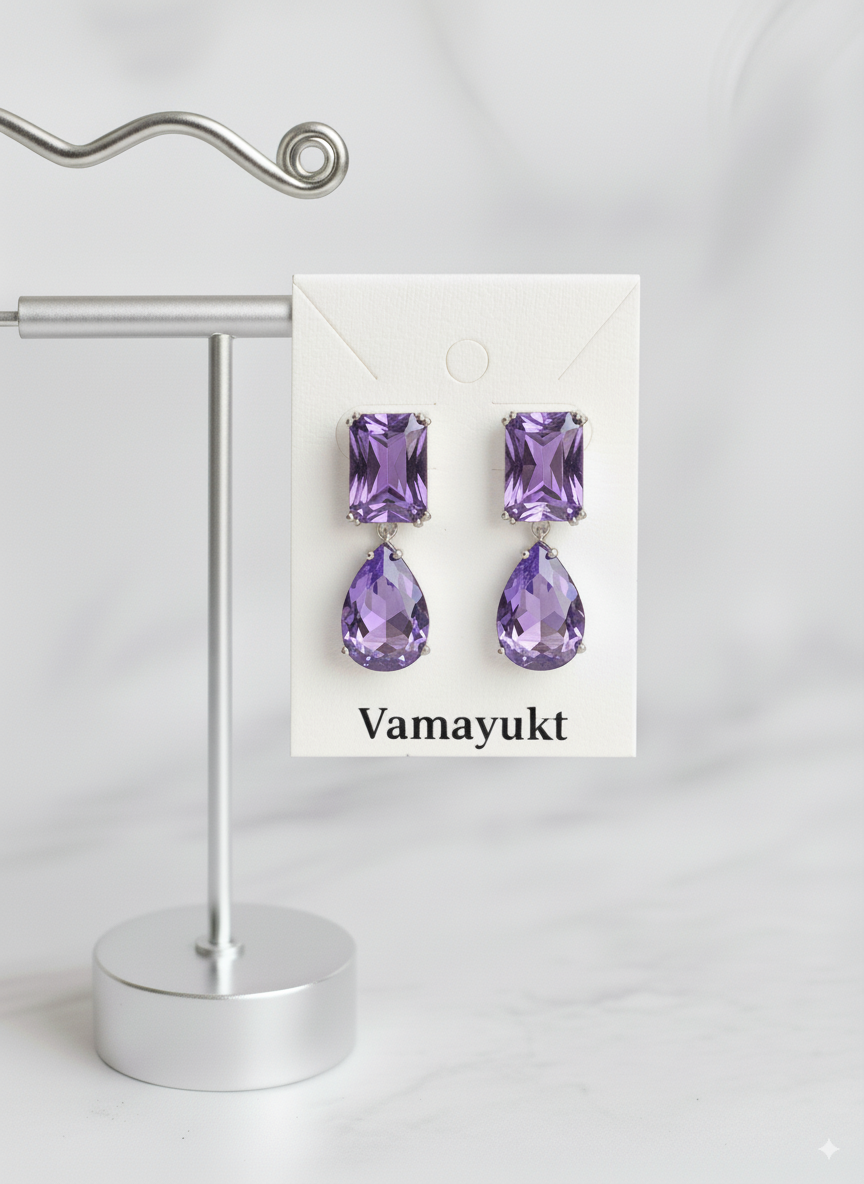 Purple drop zircon earring