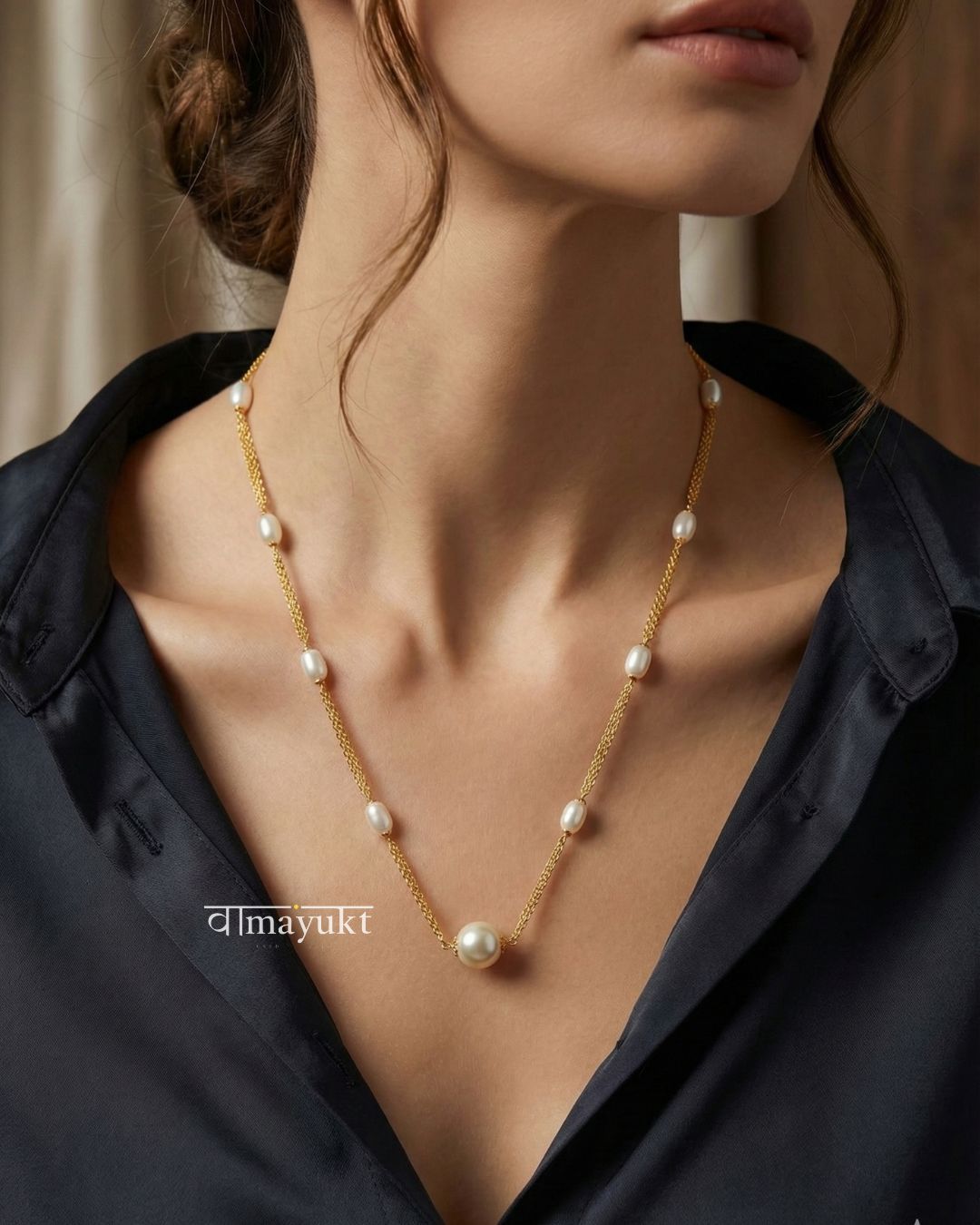 Premium White Pearl Attached 2 Layer Chain | Fine Design Jewelry & Accessories |