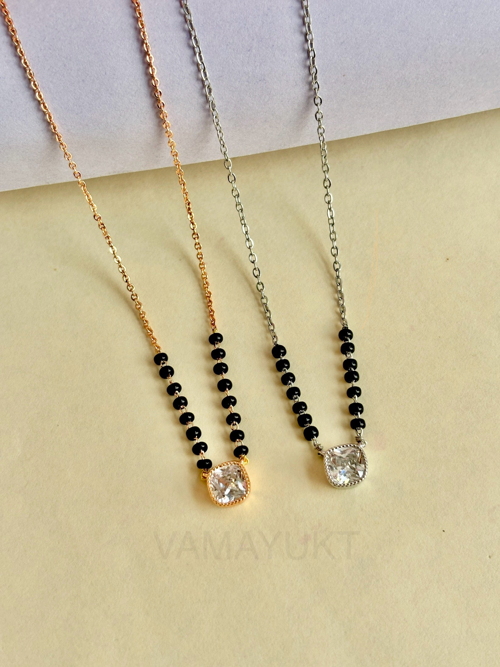 Riah solitaire silver modern mangalsutra