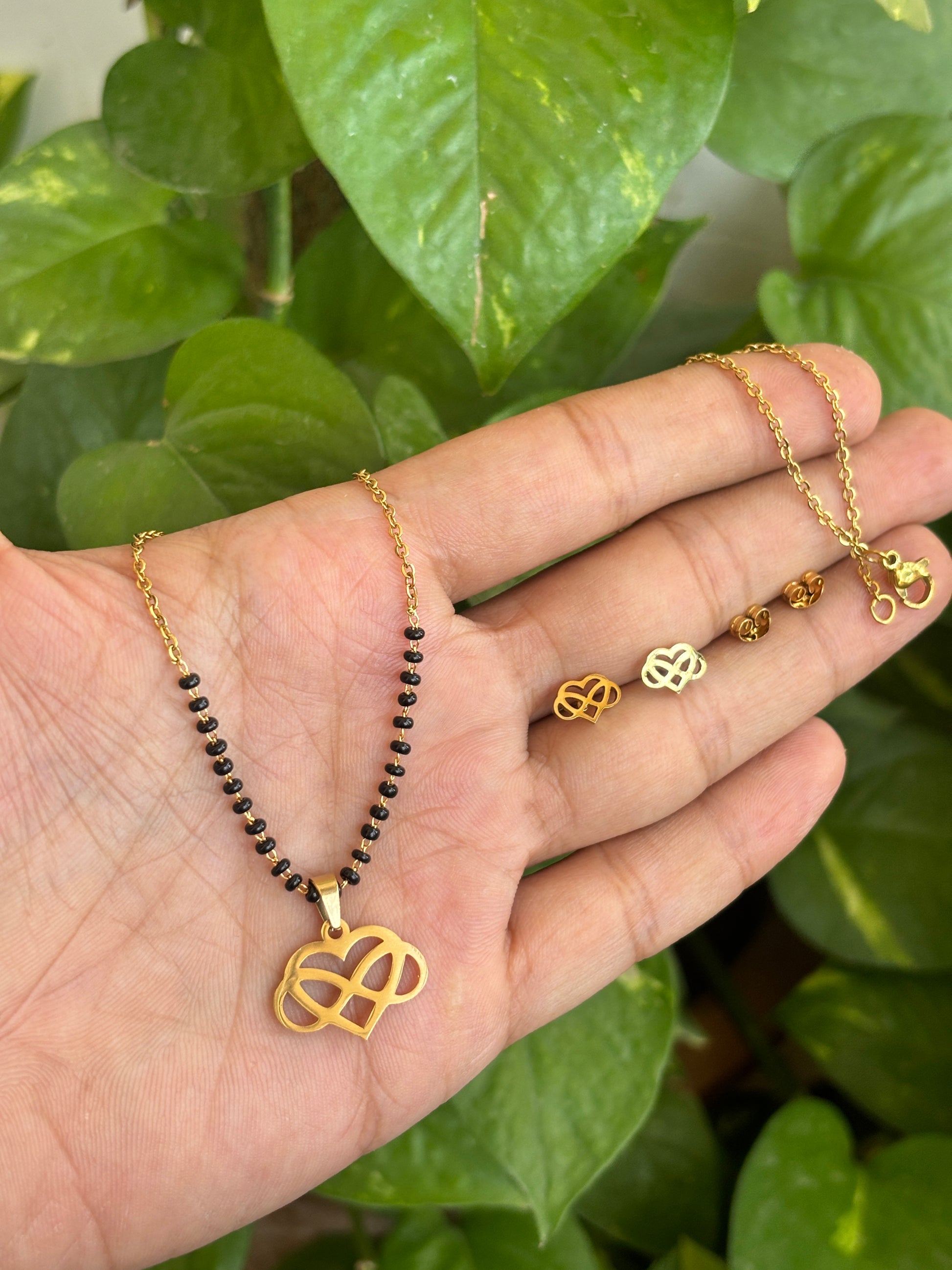 SS modern infinity heart set