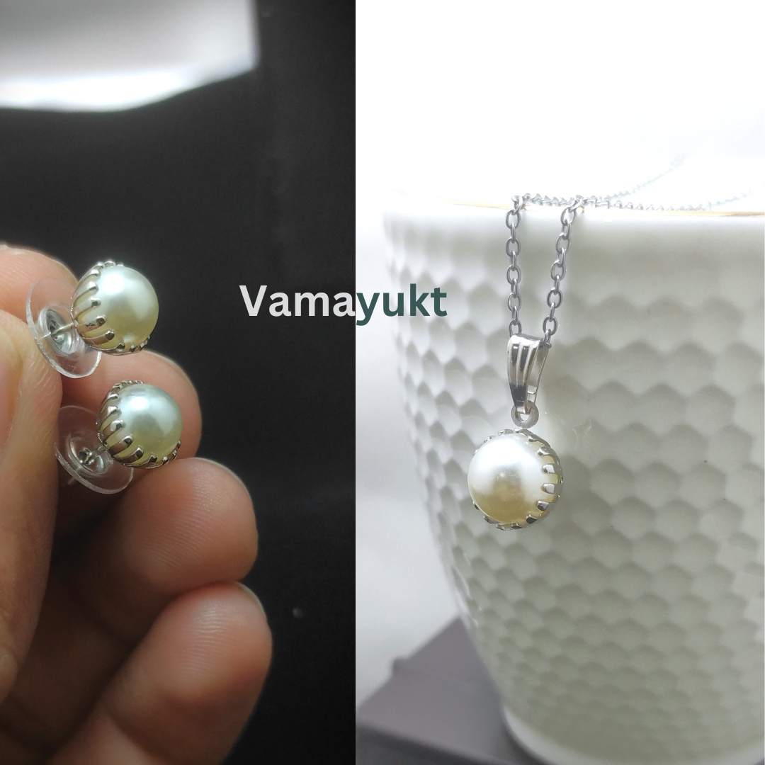 Silver Pearl Pendant Chain Dailywear 18 Inch