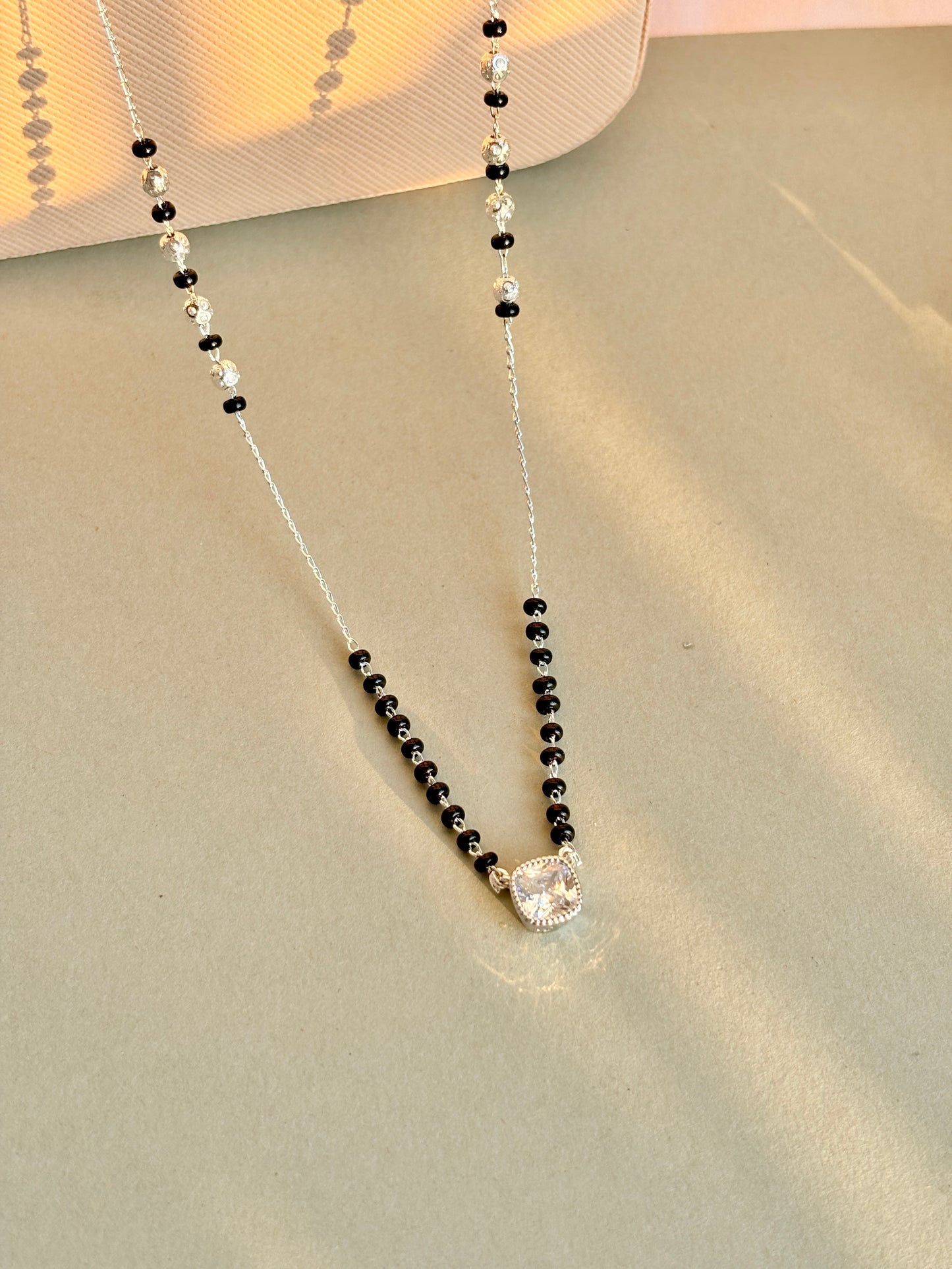 Silver bella stone modern mangalsutra