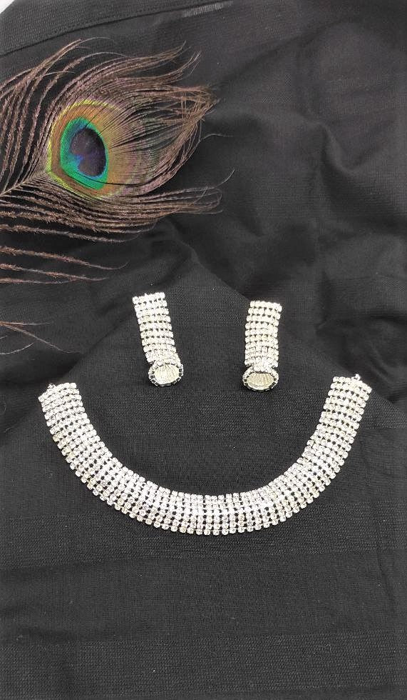 Silver Plated Diamond Studded Choker