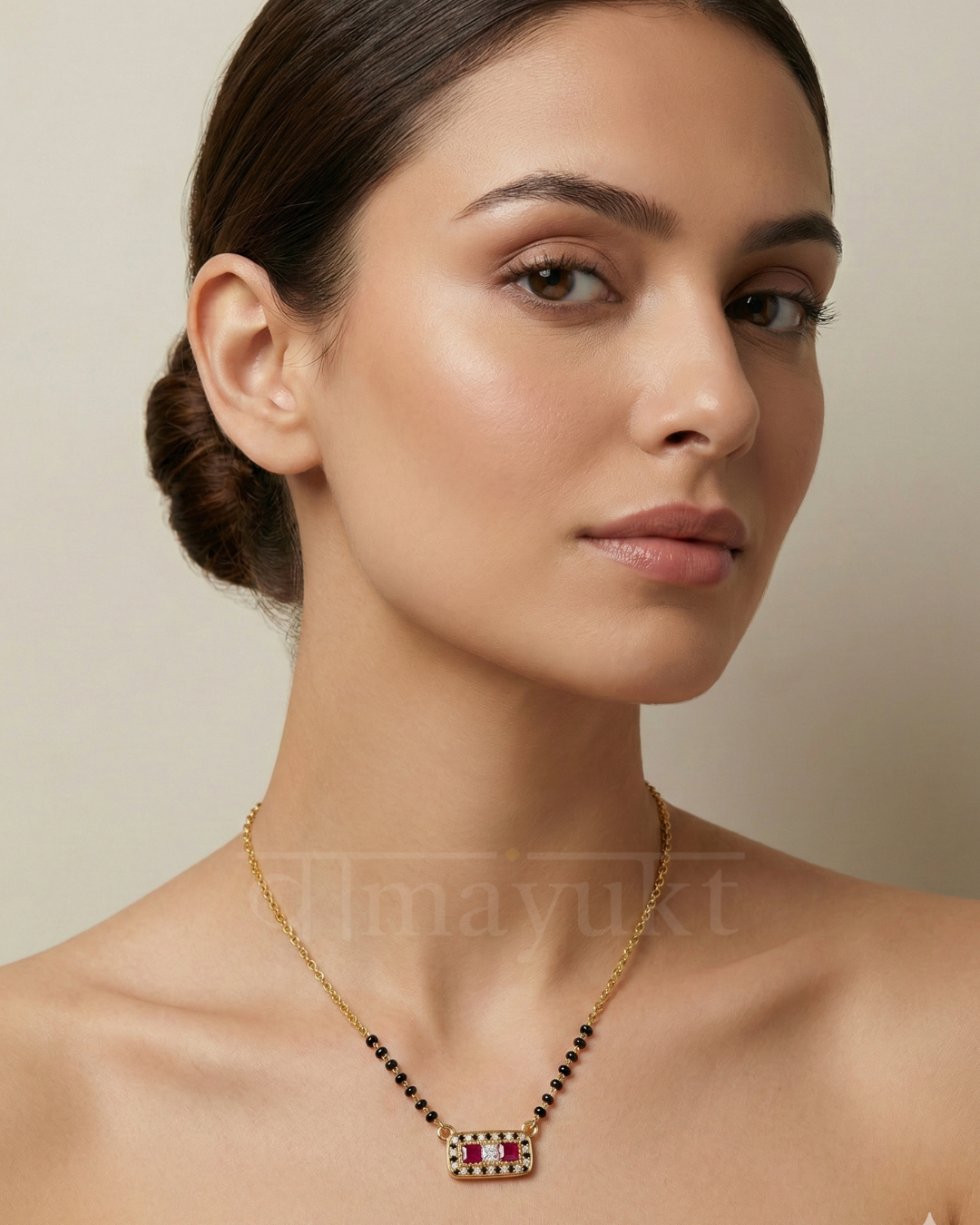 Solid trivani gold mangalsutra