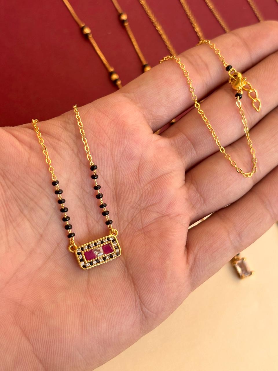 Solid trivani gold mangalsutra