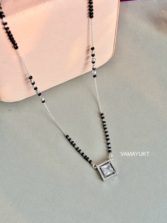 Squarish modern silver mangalsutra