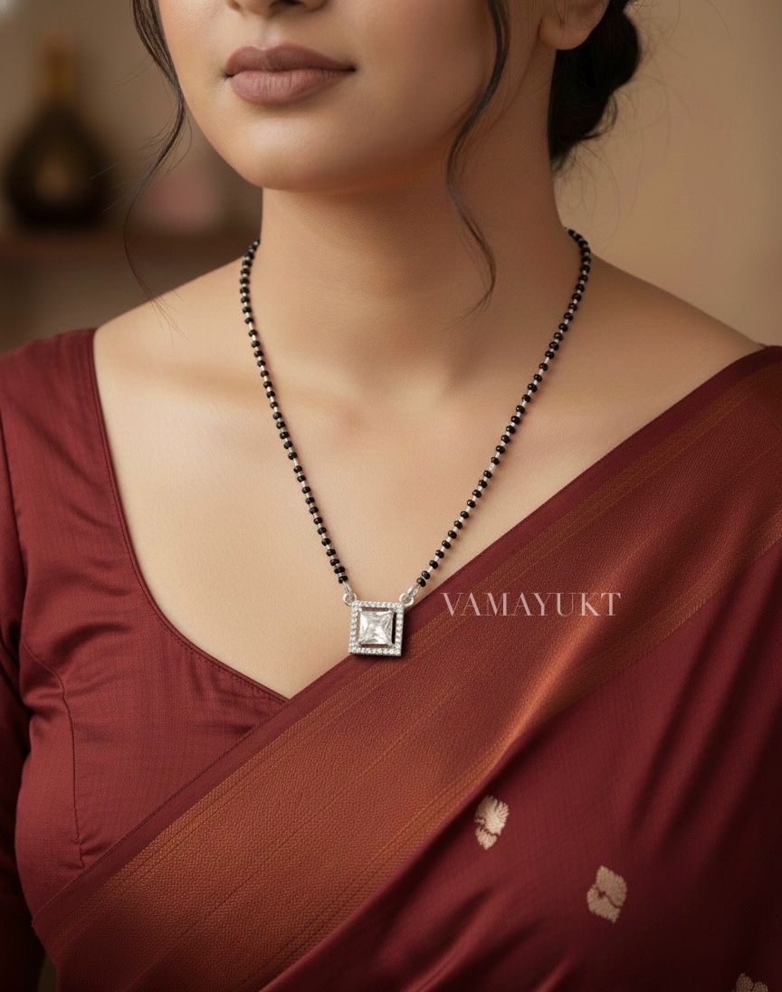 Squarish silver elegant mangalsutra