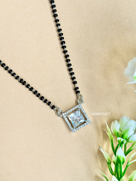 Squarish silver elegant mangalsutra