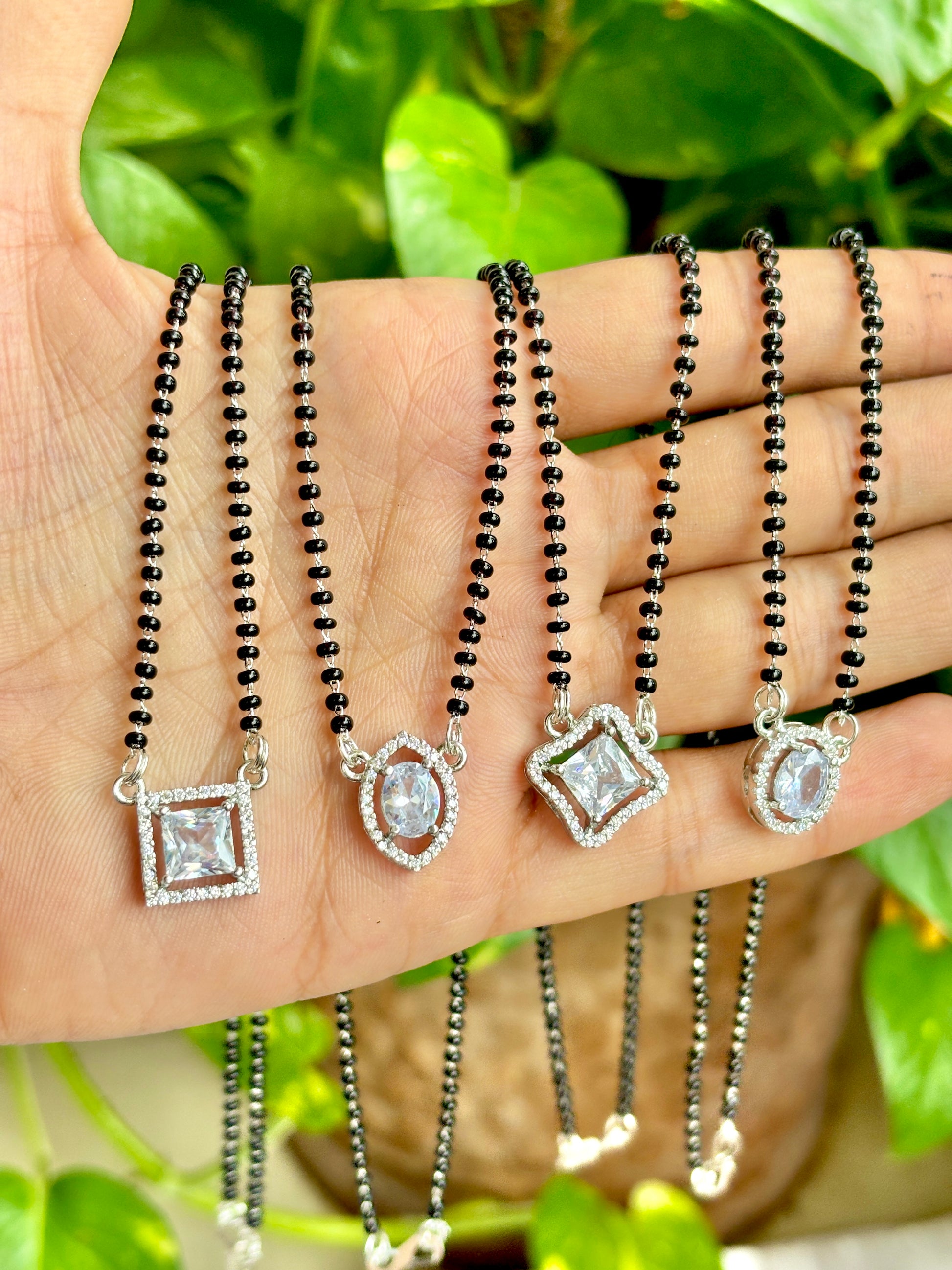 Squarish silver elegant mangalsutra