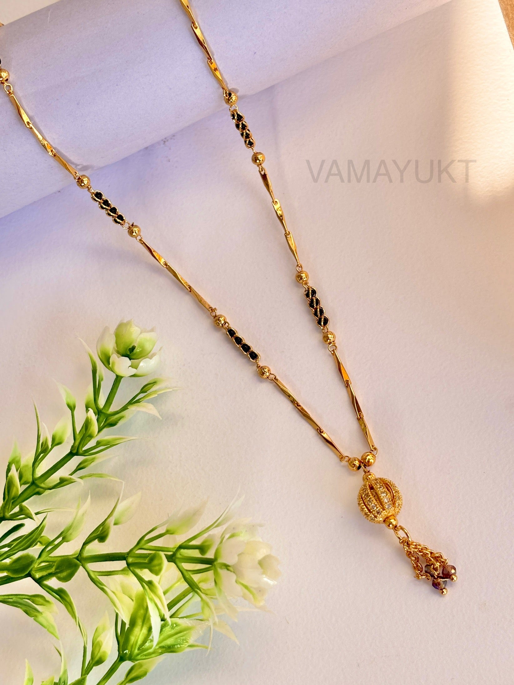 Prime V1Gold Ball Mangalsutra | American Diamond