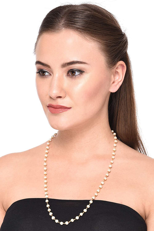 Vamayukts White Pearl Mala Long