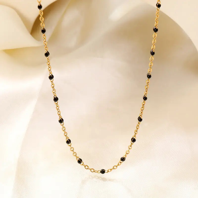 Waterproof Blackbead necklace chain 18 inch