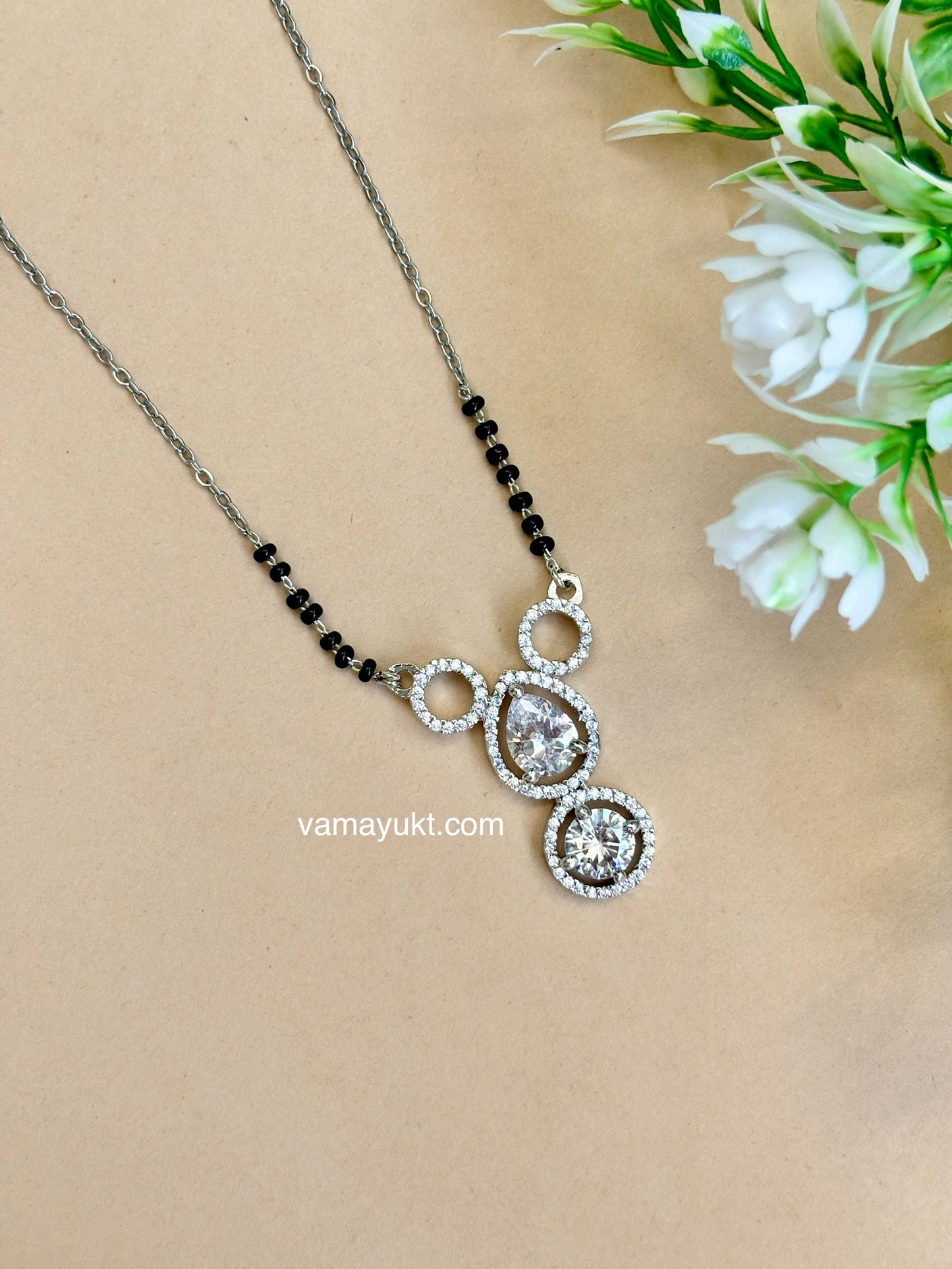 Waterproof silver katrina inspired modern Mangalsutra