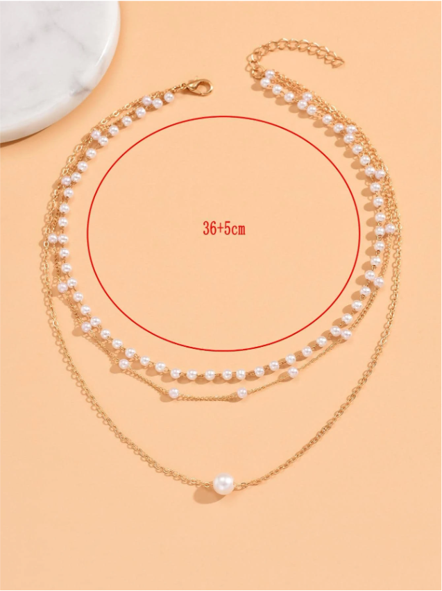Western 3layer pearl necklace