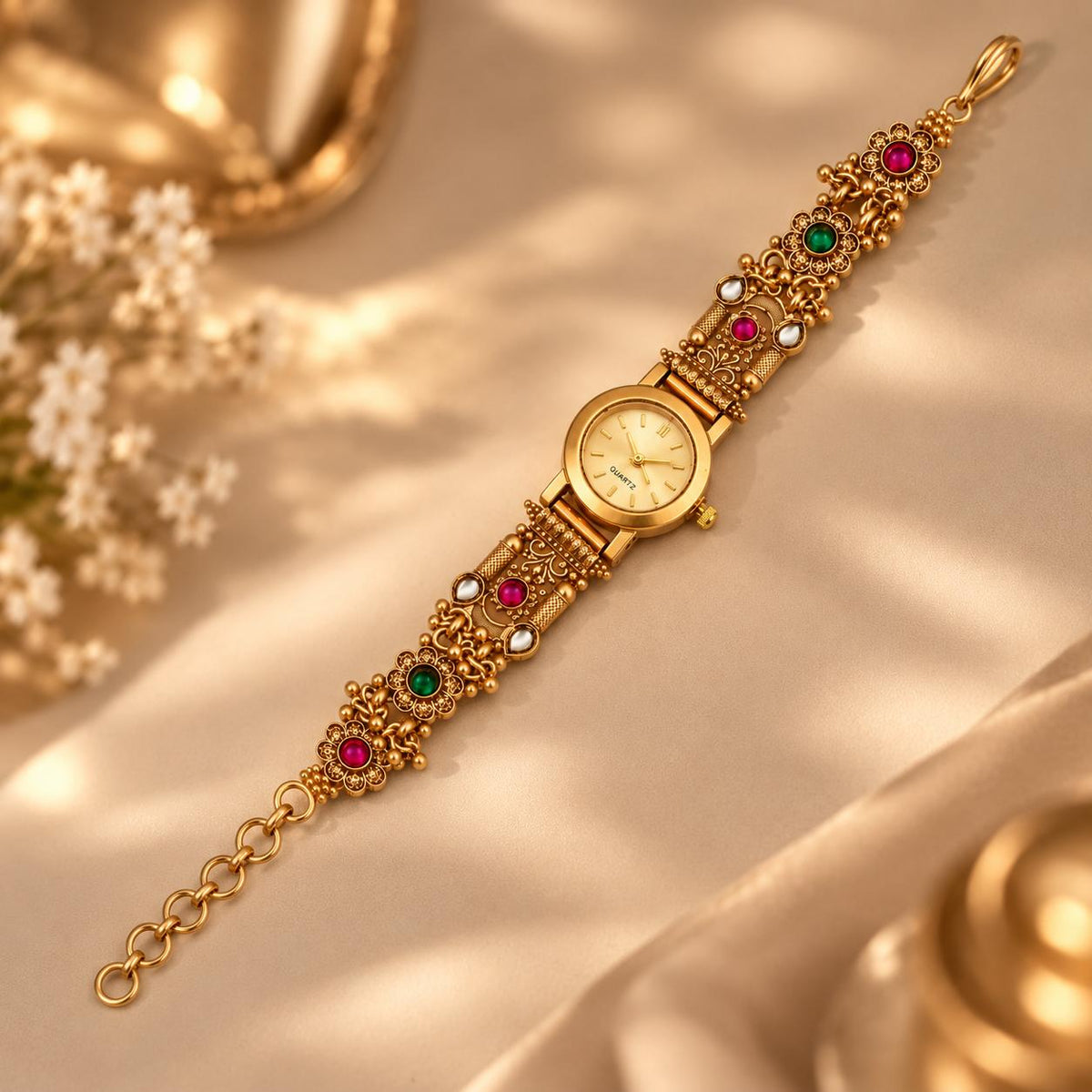 Royal Heritage Gold-Tone Ornamental Quartz Watch