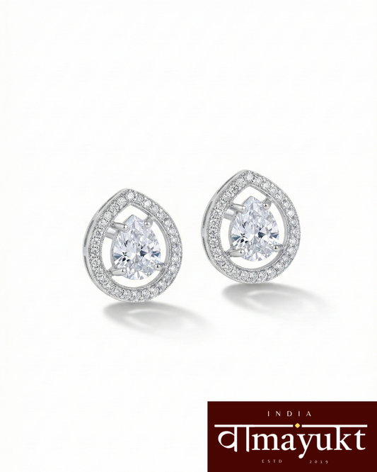 Pear white diamond studd