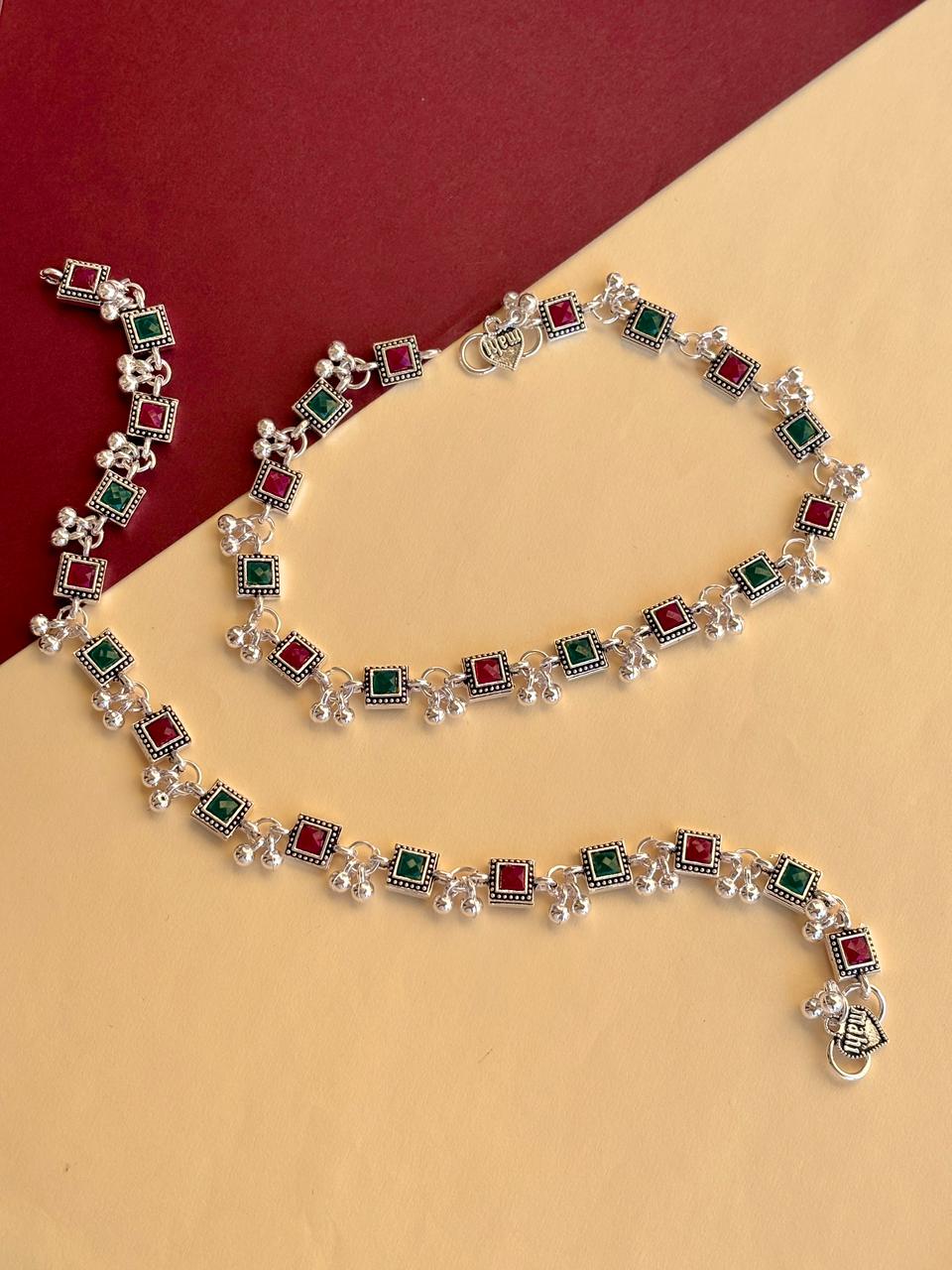 kashish ruby green anklet