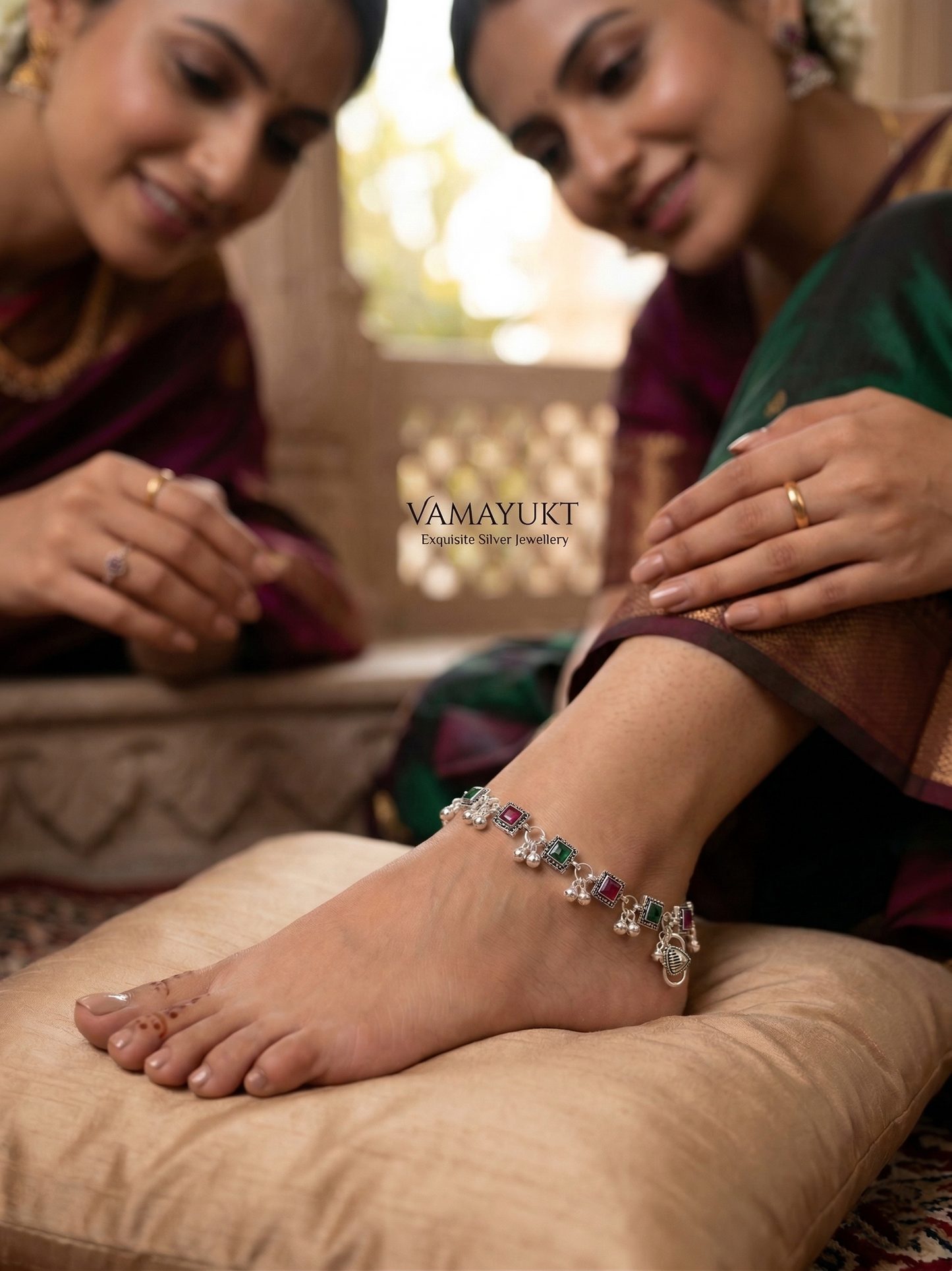 kashish ruby green anklet
