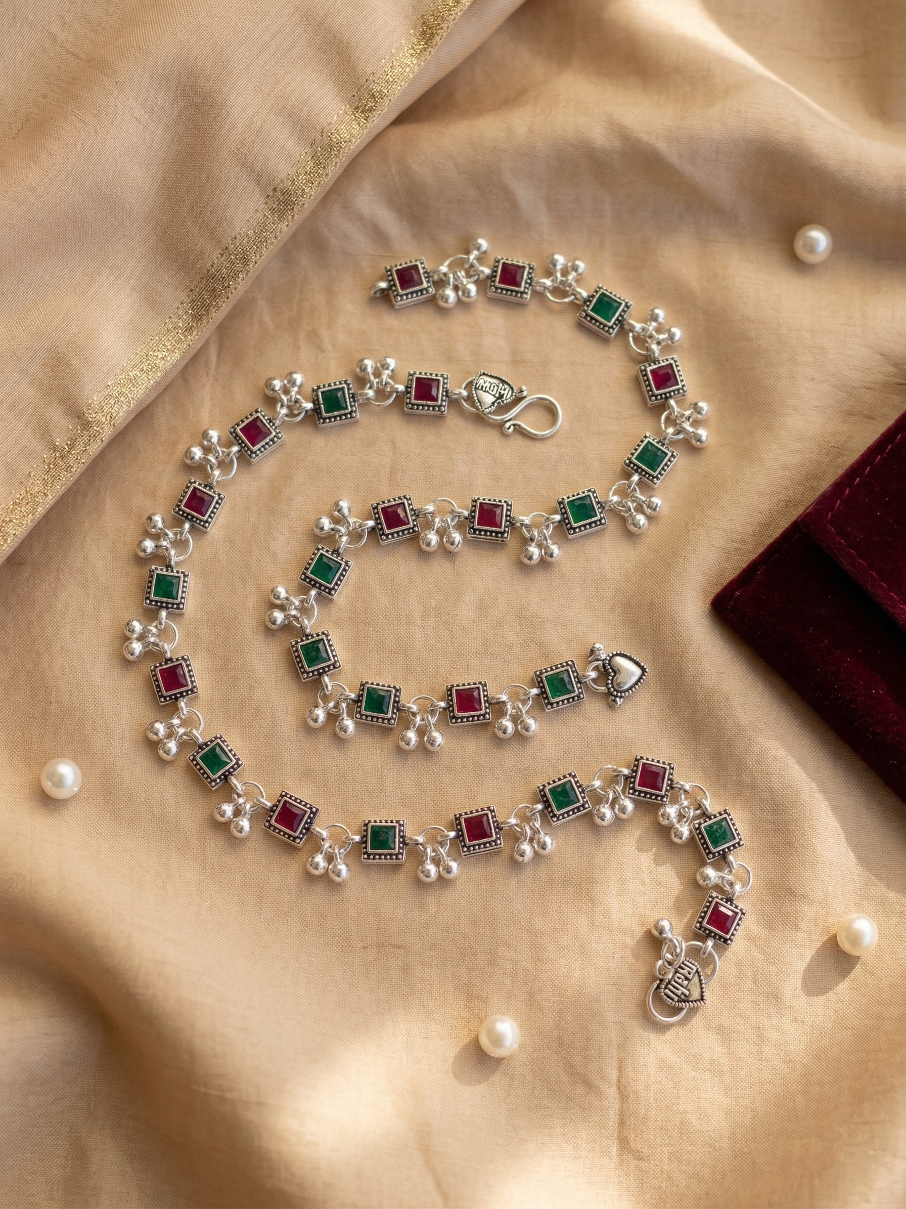 kashish ruby green anklet