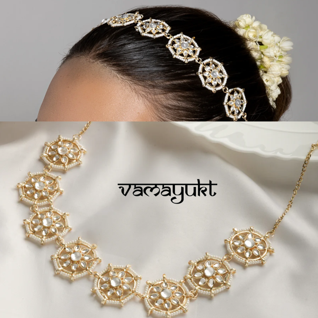 pearl matha patti light gold