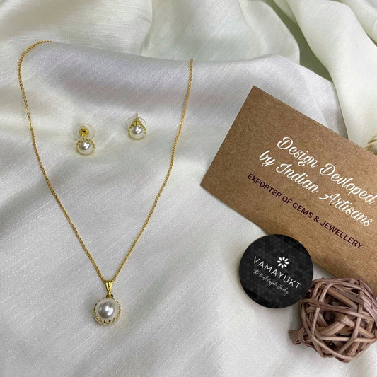 Pearl Pendant Chain With Earring