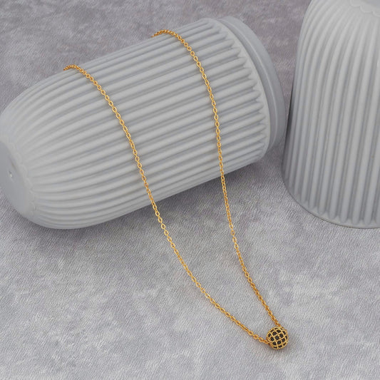 Single Layer Black Ball | American Diamond  Pendant Chain