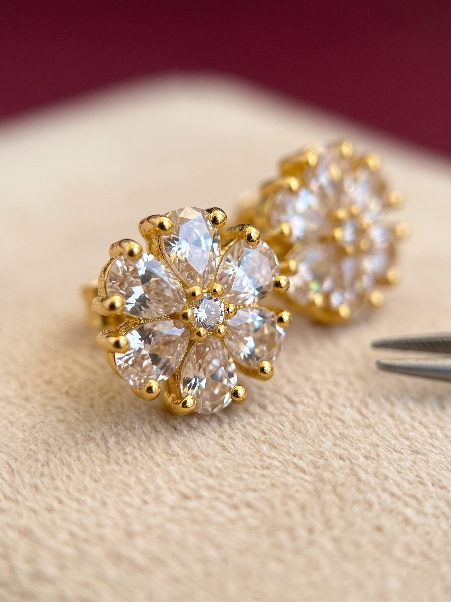 Classic Halo Round Cubic Zirconia Stud Earrings