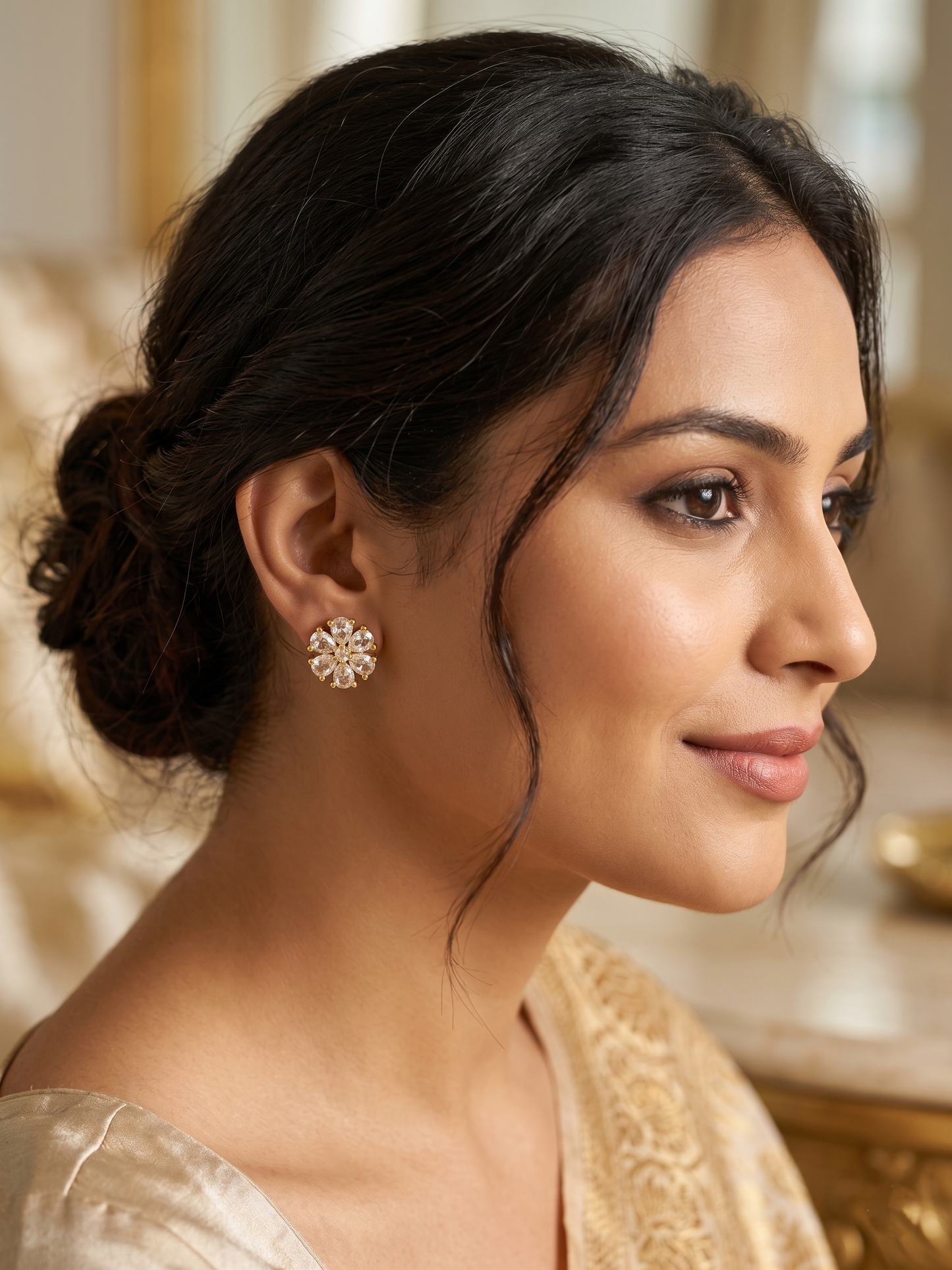 Classic Halo Round Cubic Zirconia Stud Earrings