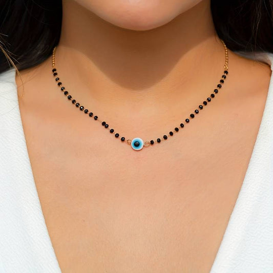 White Evileye Crystal Mangalsutra 18 Inch