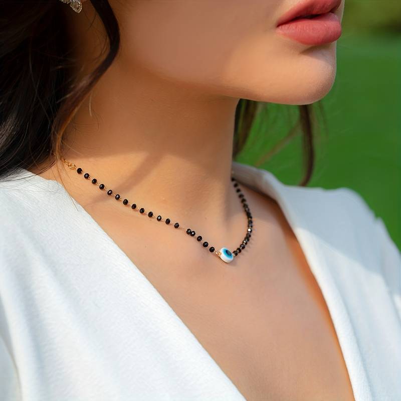 White Evileye Crystal Mangalsutra 18 Inch